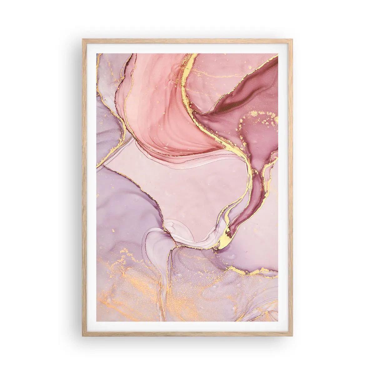 Plakat i ramme af lyst egetræ - Et kærtegn af farver - 70x100 cm