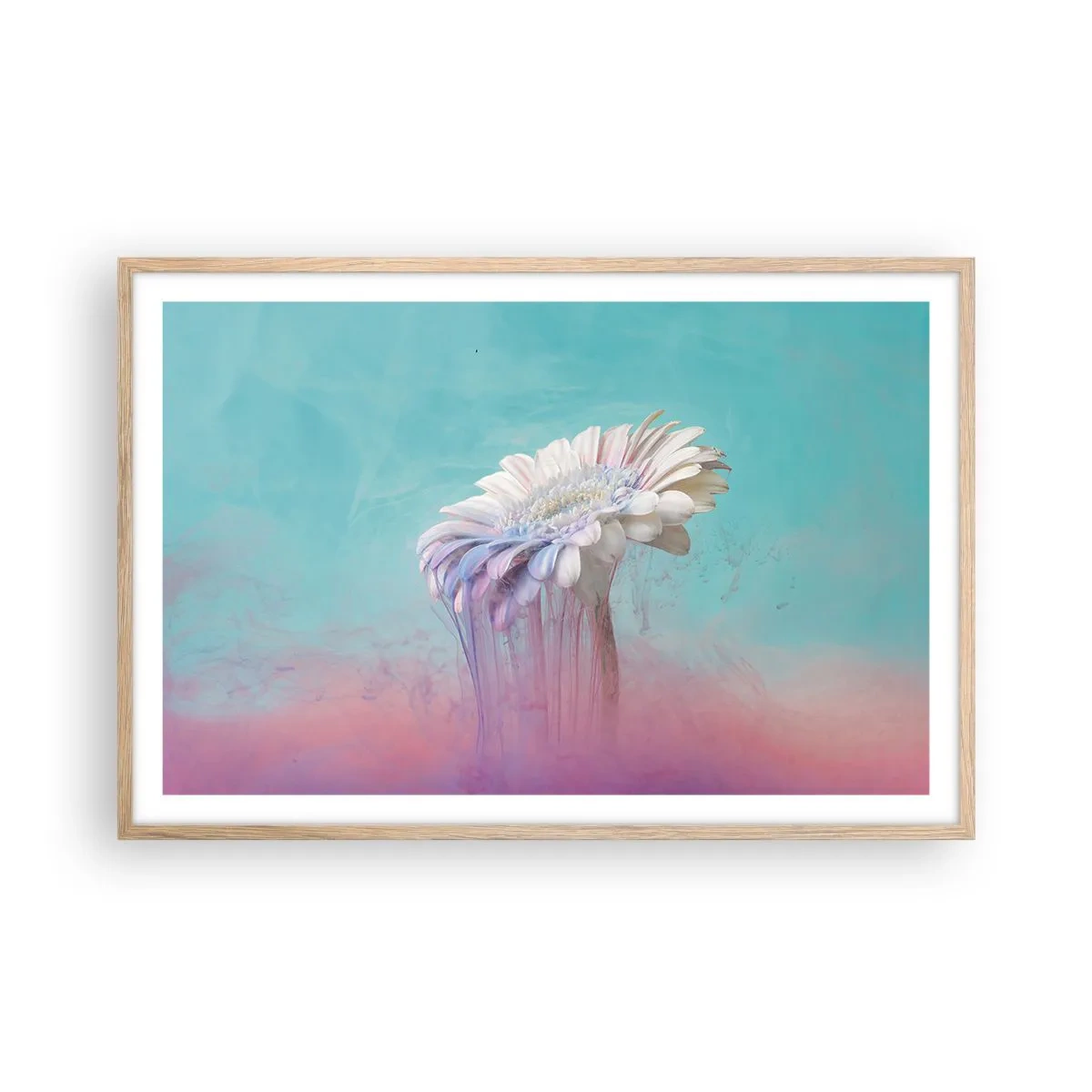 Plakat i ramme af lyst egetræ - Blomster efter døden - 91x61 cm