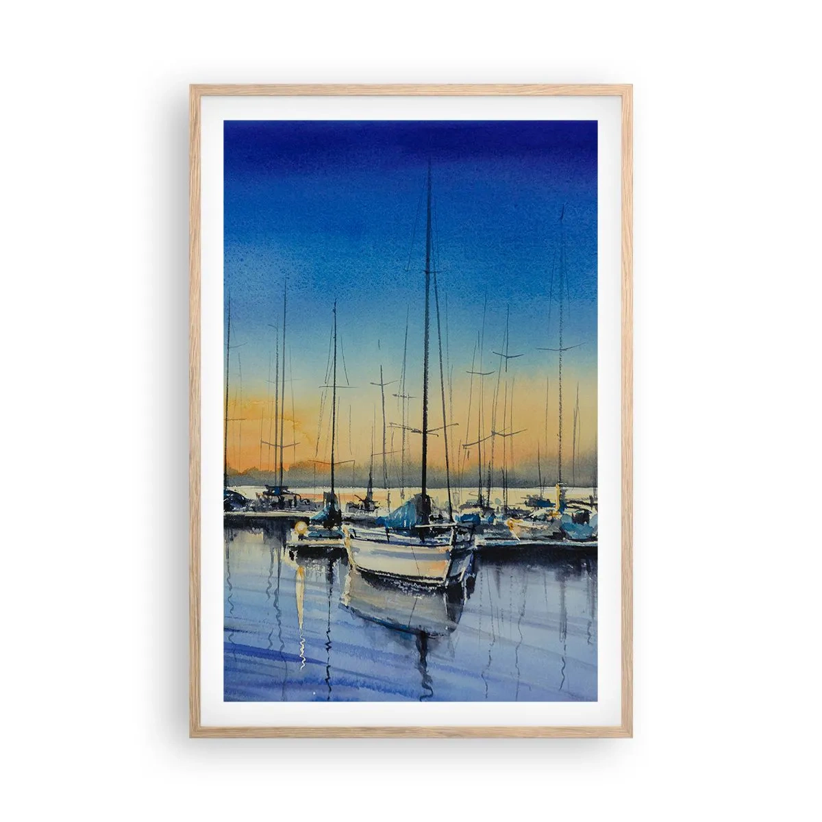 Plakat i ramme af lyst egetræ - Slutningen på en god dag - 61x91 cm