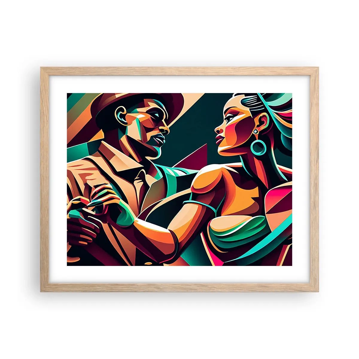 Plakat i ramme af lyst egetræ - I hjertets rytme - 50x40 cm