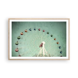 Plakat i ramme af lyst egetræ - Vi inviterer dig til at lege - 91x61 cm