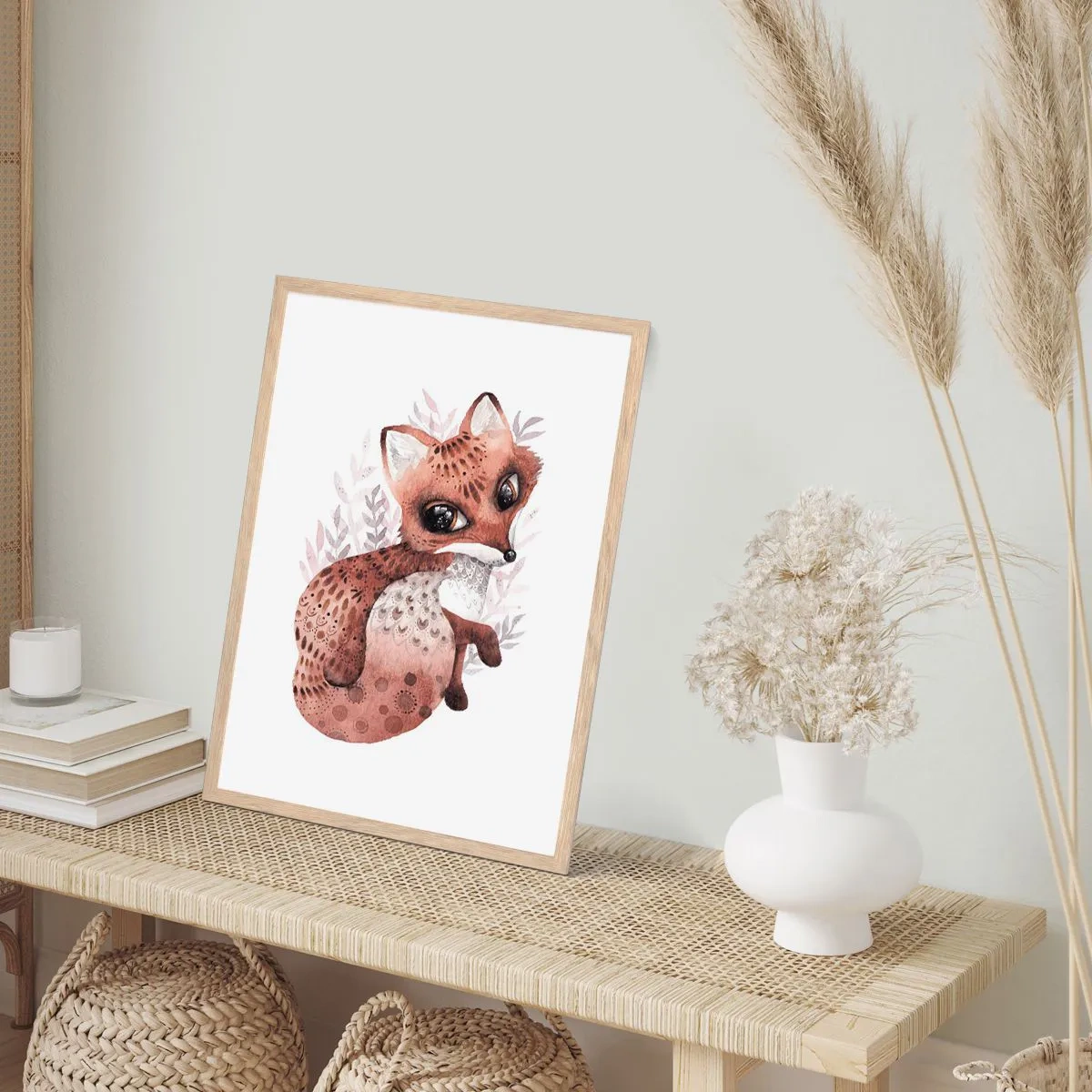 Plakat i ramme af lyst egetræ - Kun kærlighed - 50x70 cm