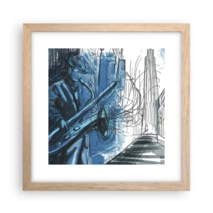 Plakat i ramme af lyst egetræ - Byens rapsodi - 30x30 cm