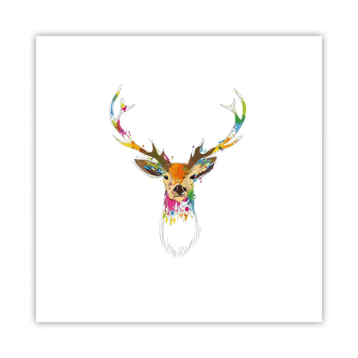 Plakat - Blid kronhjort badet i farver - 30x30 cm