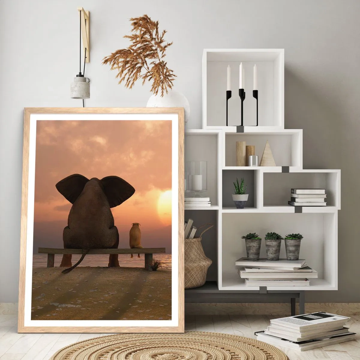 Plakat i ramme af lyst egetræ - Det er godt at være stille sammen - 30x40 cm