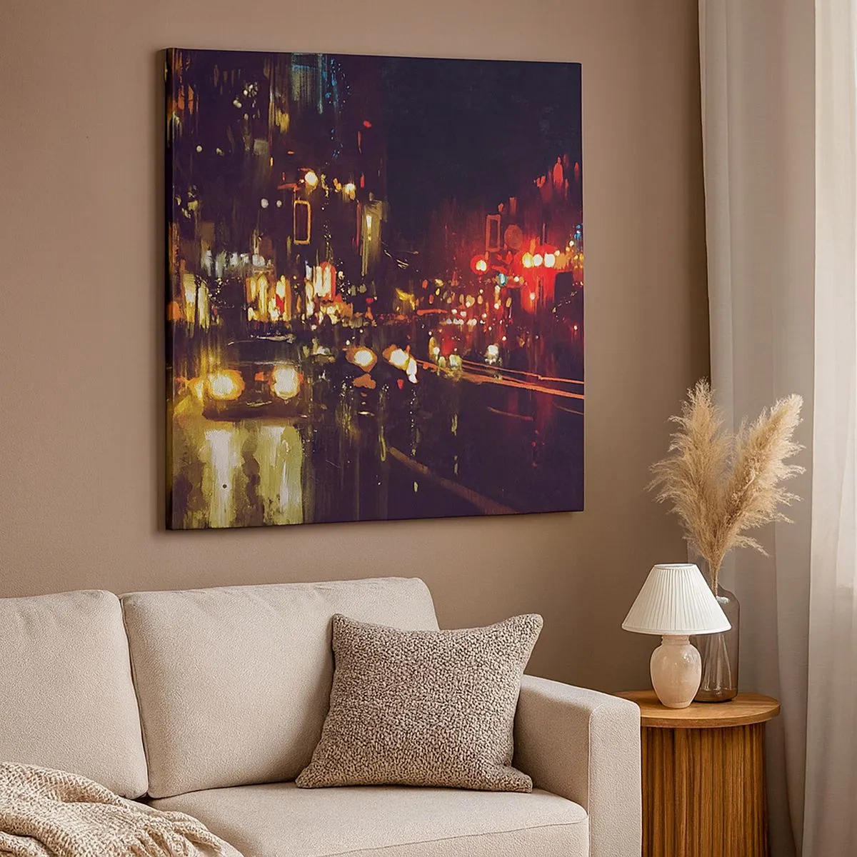 Lærredstryk - Billede på lærred - Sænket i nattens lys - 30x30 cm