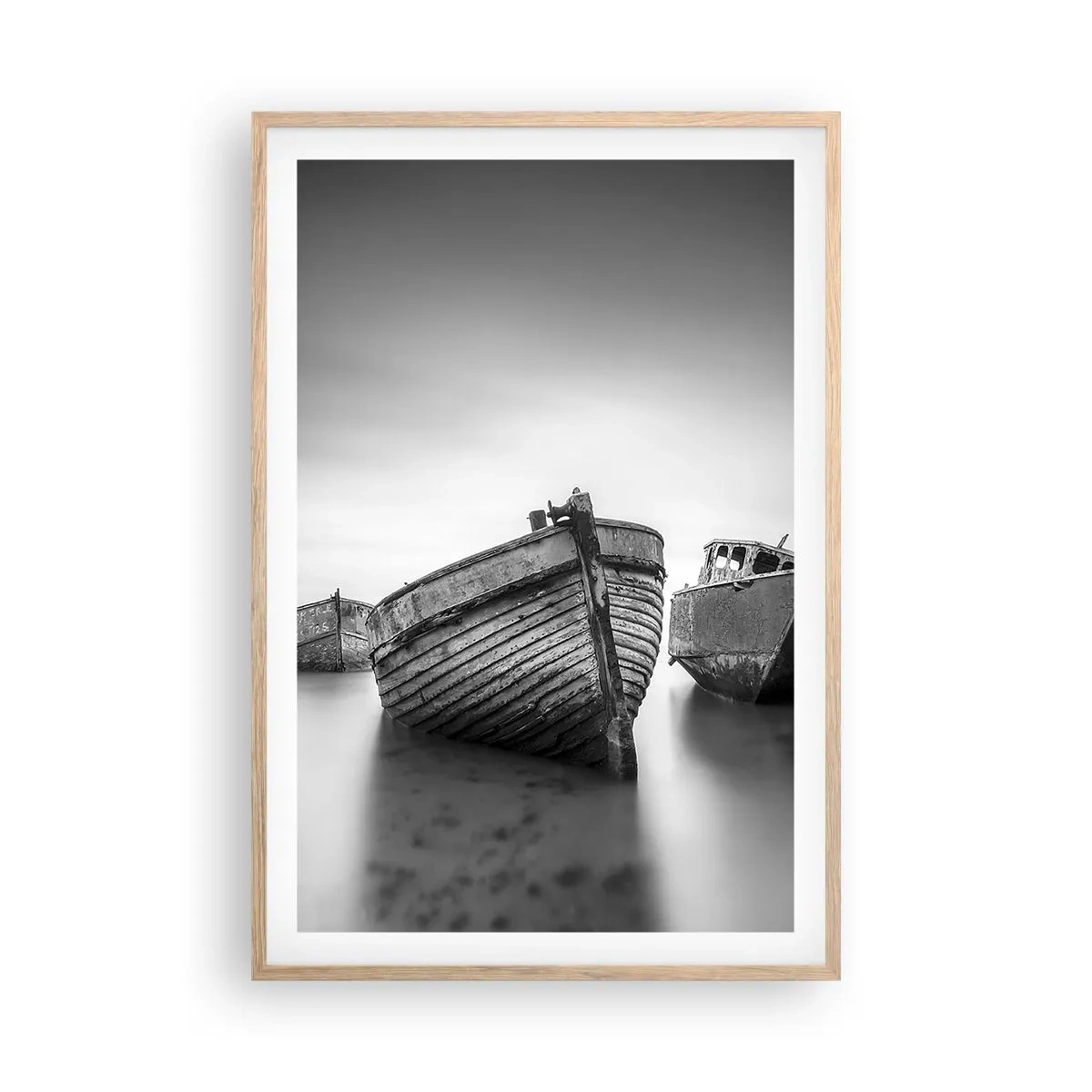 Plakat i ramme af lyst egetræ - Nu er det bare minder... - 61x91 cm