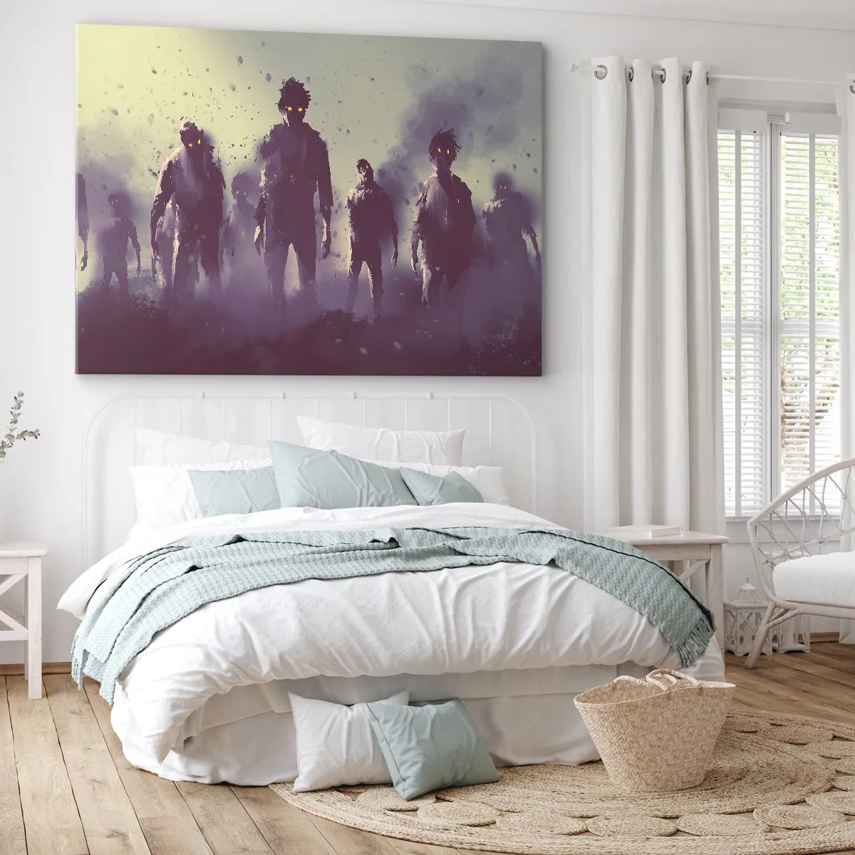 Lærredstryk - Billede på lærred - Pas på! De kommer - 70x50 cm