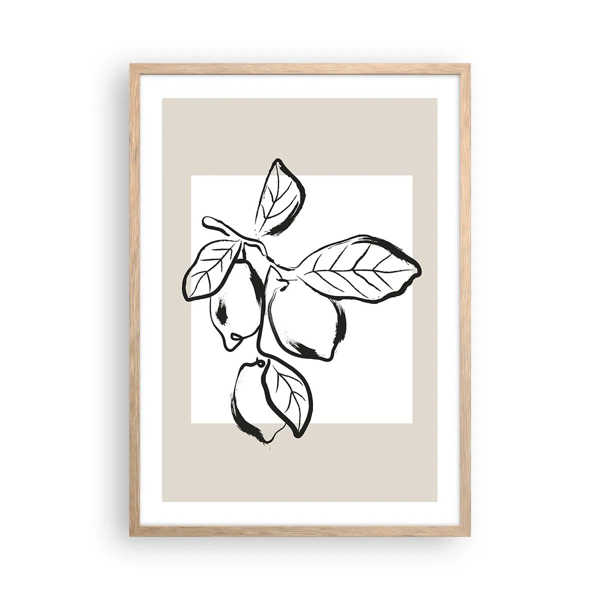 Plakat i ramme af lyst egetræ - Hvor citronen modner... - 50x70 cm