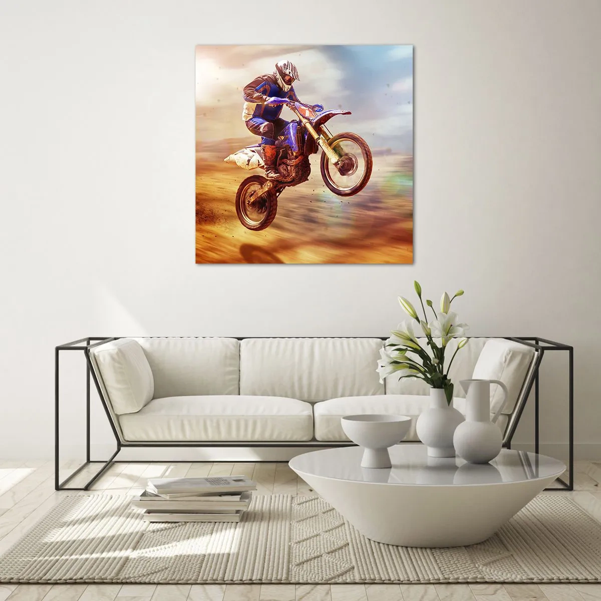 Billede på glas - Svimmelhed på motorcykel - 70x70 cm
