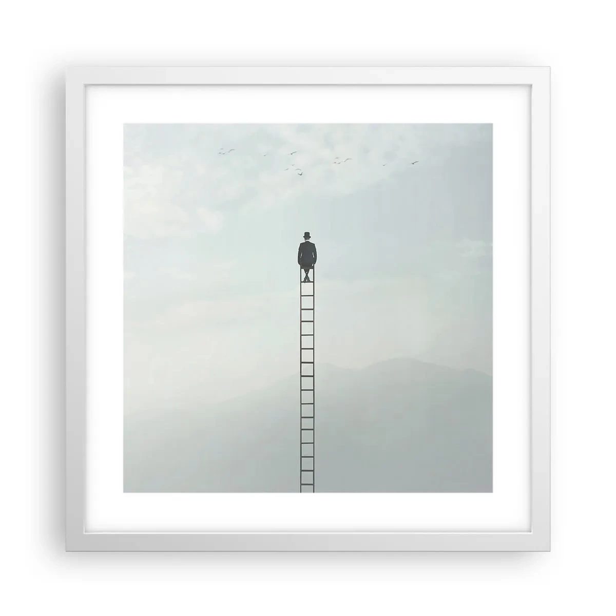 Plakat i hvid ramme - Stig yderligere - 40x40 cm