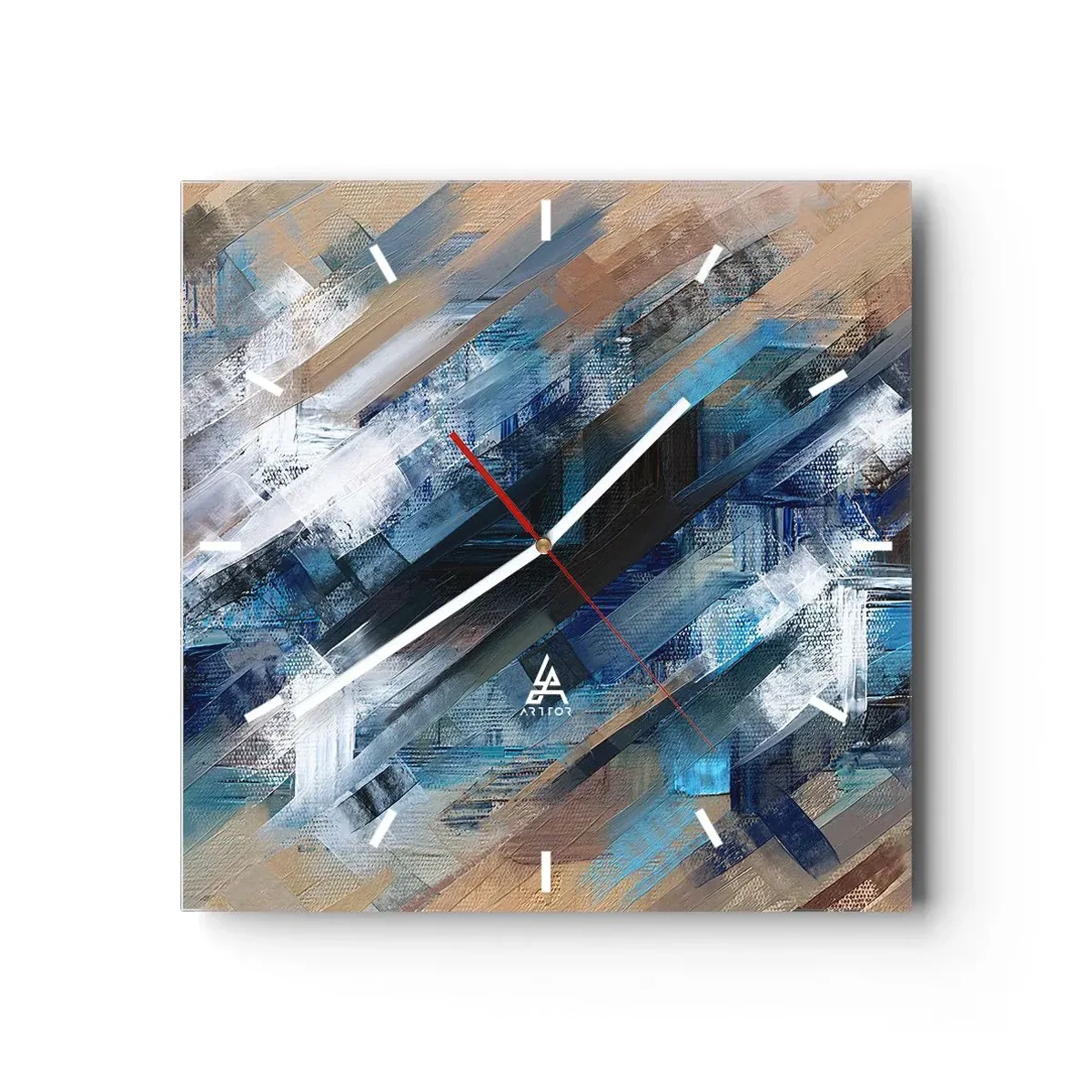 Vægur, Uret - På en blå skråning - 40x40 cm