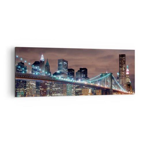 Lærredstryk - Billede på lærred - Lys i den store by - 140x50 cm