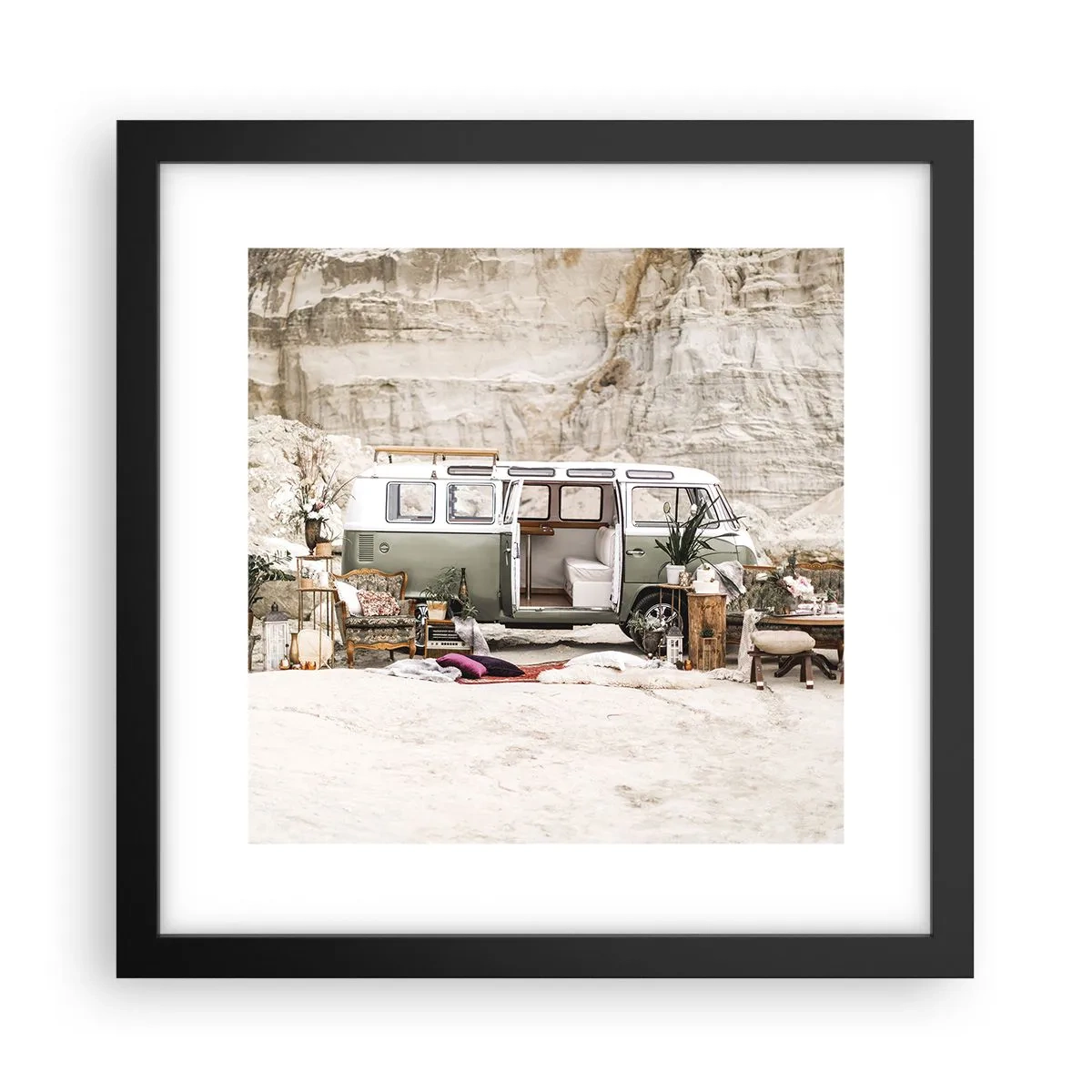 Plakat i sort ramme - Tid til at starte rejsen - 30x30 cm