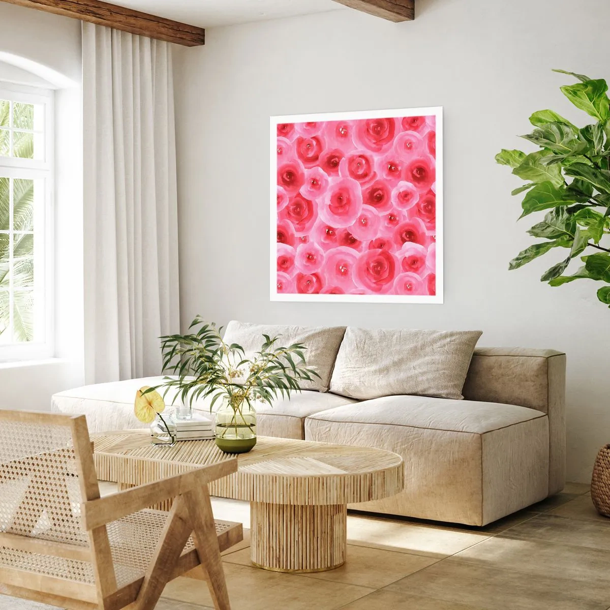 Plakat - Roser under og over - 30x30 cm