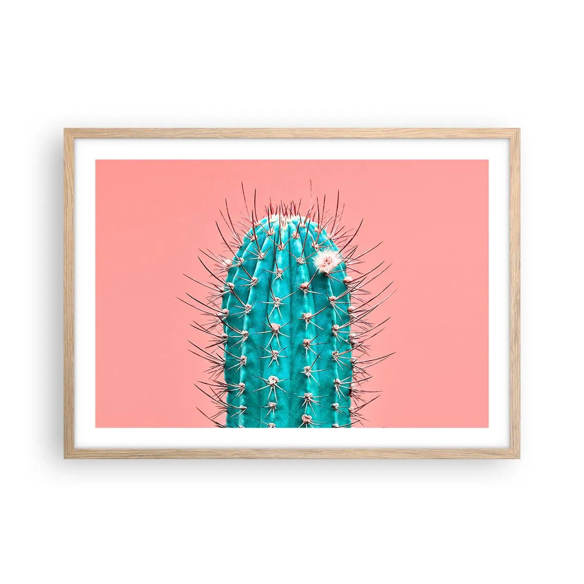 Plakat i ramme af lyst egetræ - Bare se - 70x50 cm