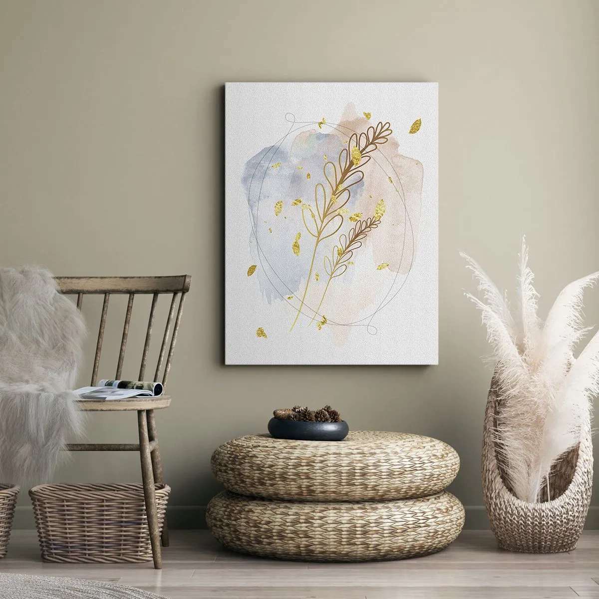 Lærredstryk - Billede på lærred - En gylden eksplosion - 80x120 cm