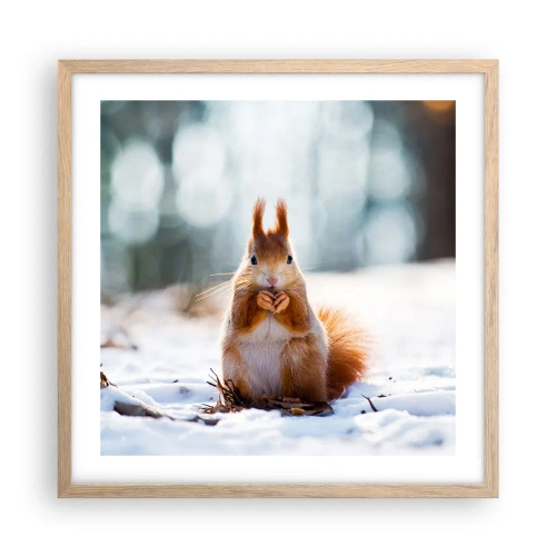 Plakat i ramme af lyst egetræ - Og hvad kigger du på? - 50x50 cm