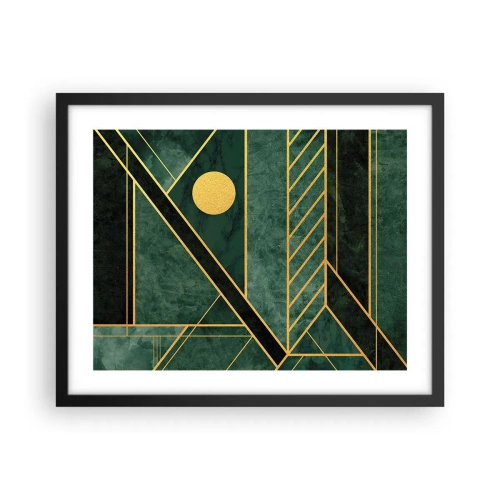 Plakat i sort ramme - Dynamikken i guld og azurblå - 50x40 cm