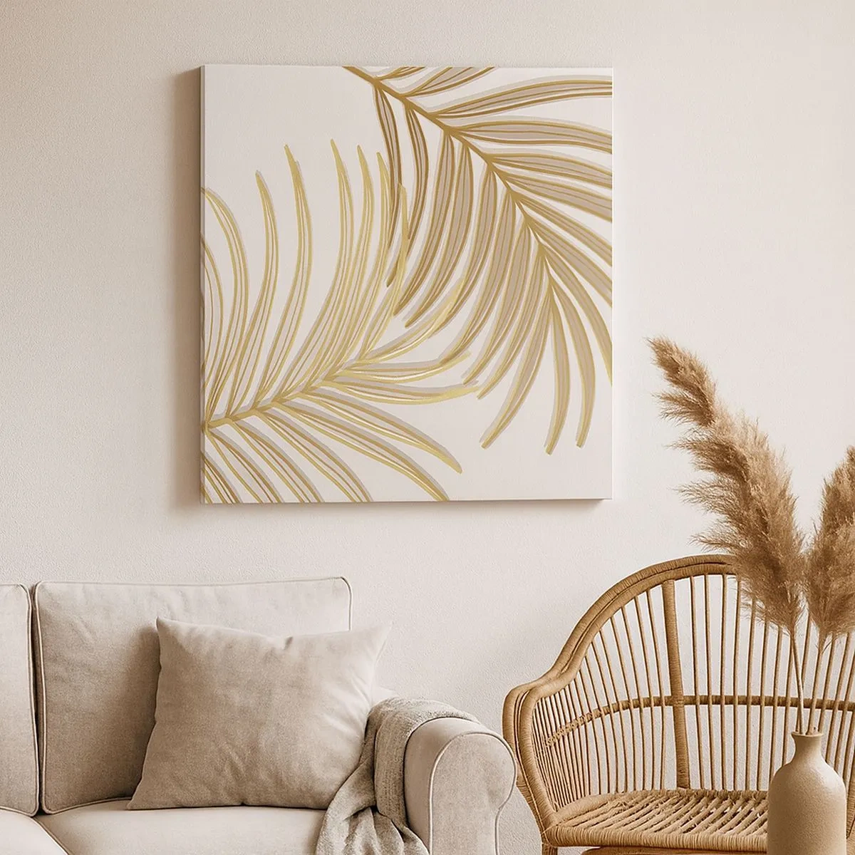 Lærredstryk - Billede på lærred - Gylden palme! - 30x30 cm