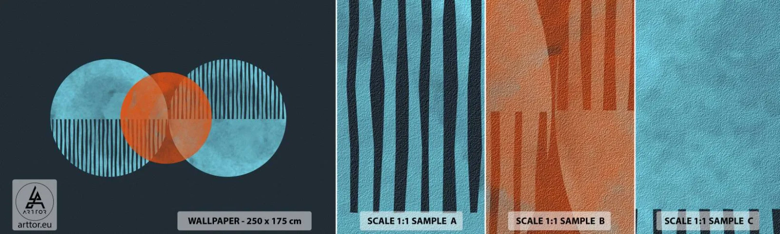 Fototapet Prøve Standard Eco - Symmetrisk sammensætning - Abstraktion, Stykke, Geometrisk mønster - 100x30 cm