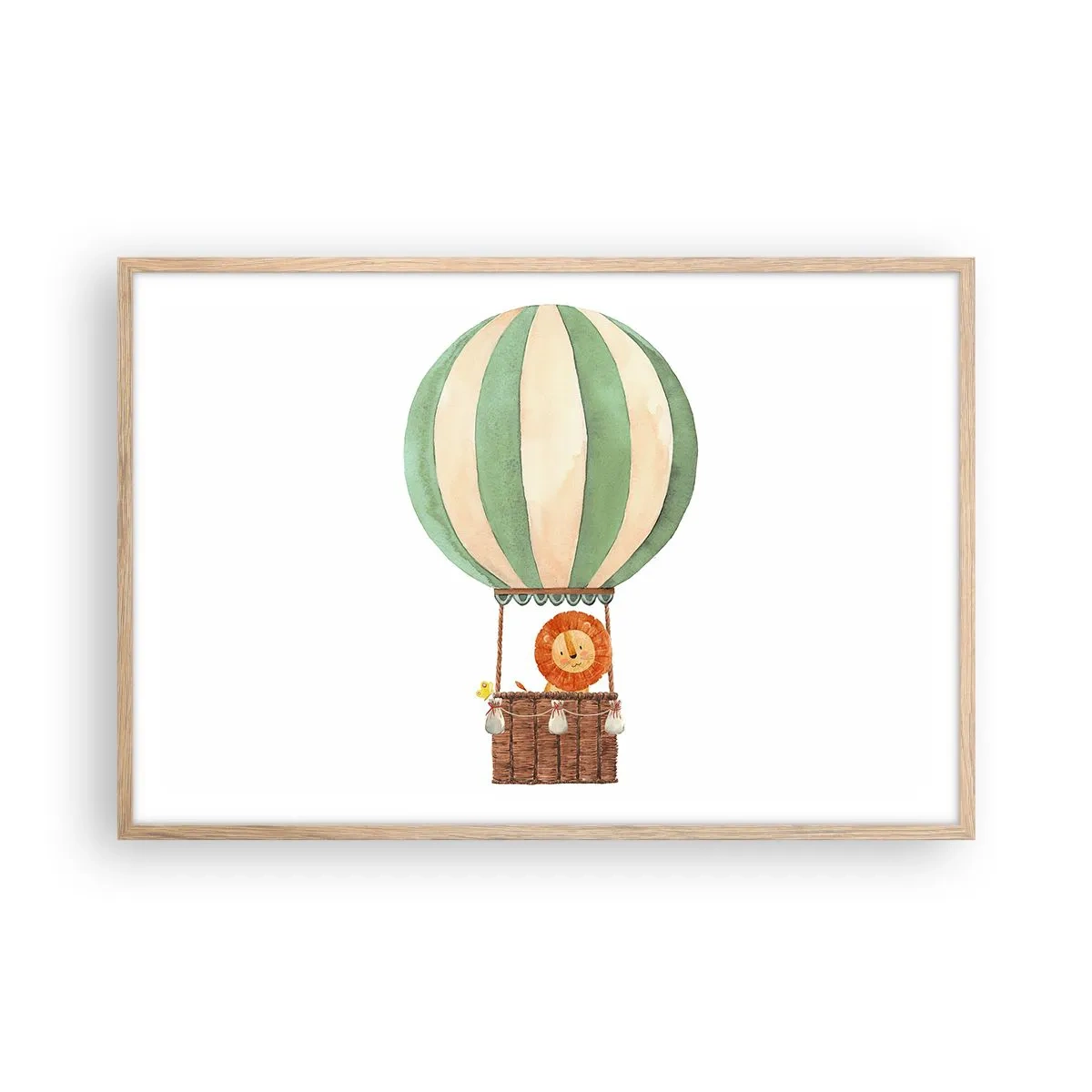 Plakat i ramme af lyst egetræ - Leons rejser - 91x61 cm