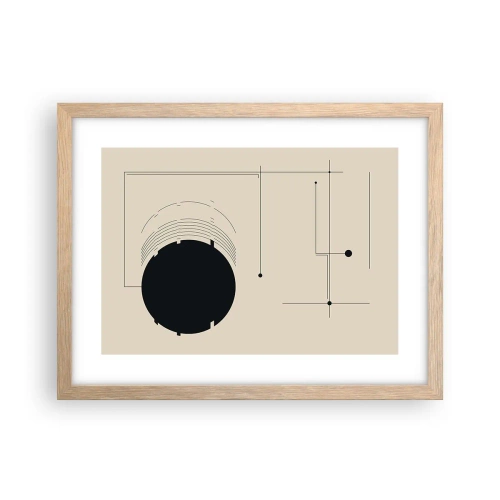 Plakat i ramme af lyst egetræ - Fjedrende og dynamisk komposition - 40x30 cm