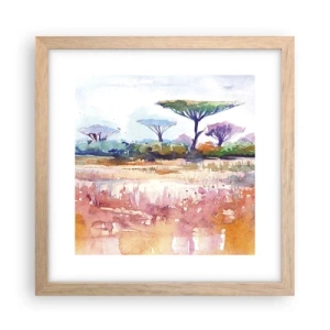 Plakat i ramme af lyst egetræ - Savannens farver - 30x30 cm