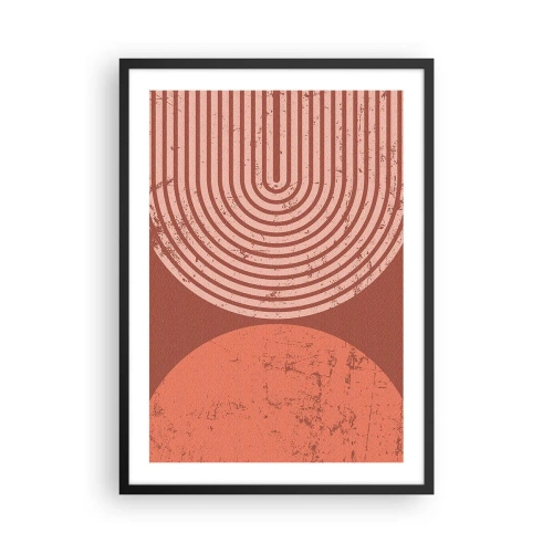 Plakat i sort ramme - Geometrisk abstraktion i terrakotta-nuancer med en vintage-effekt - 50x70cm - Tæt forhold - Moderne vægdekoration til stue og soveværelse ARTTOR