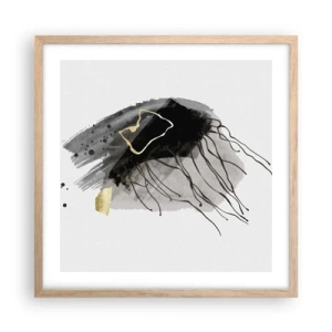 Plakat i ramme af lyst egetræ - I sort og guld - 50x50 cm