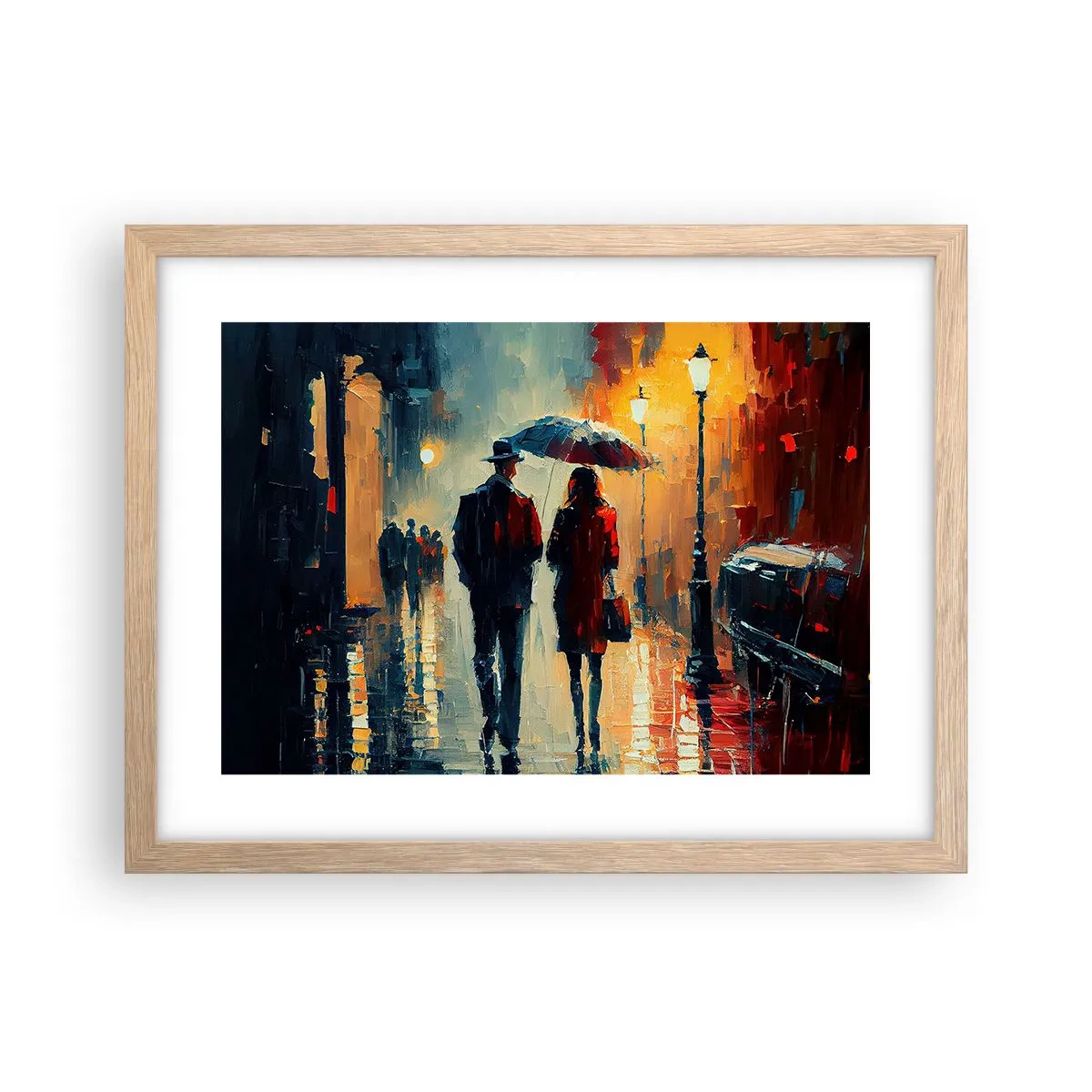 Plakat i ramme af lyst egetræ - Urban kærlighedshistorie - 40x30 cm