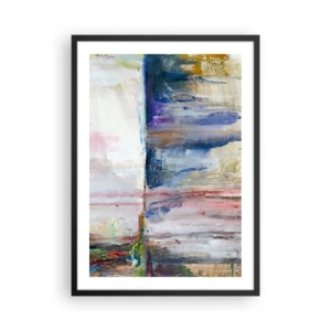 Plakat i sort ramme - En abstrakt komposition i nuancer af blå, beige og pink. - 50x70cm - Farverige indtryk og associationer - Moderne vægdekoration til stue og soveværelse ARTTOR