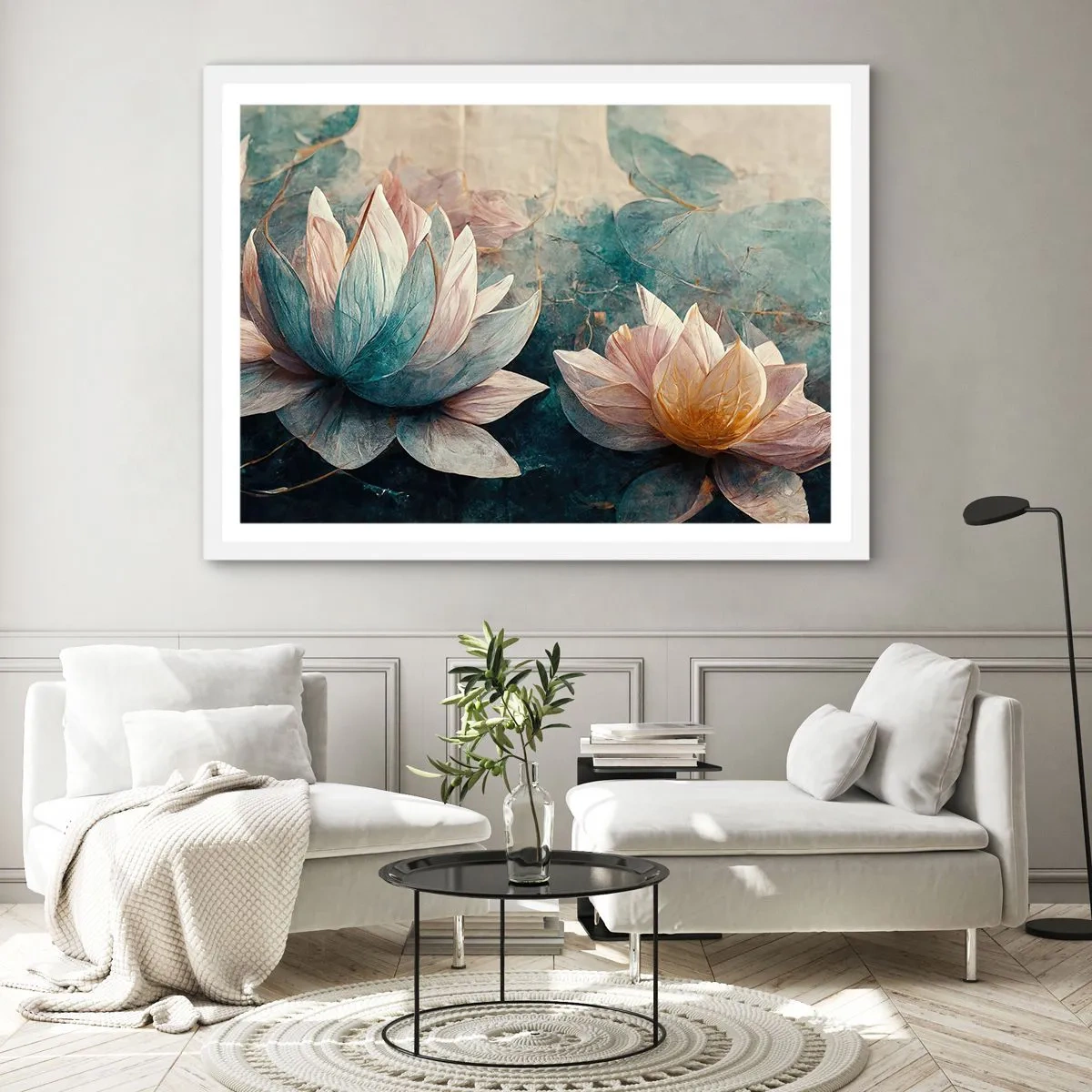 Plakat i hvid ramme - Søens stjerner - 70x50 cm