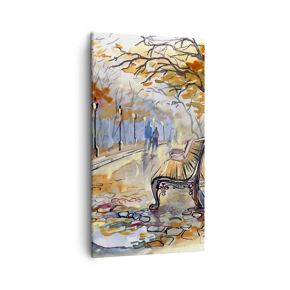 Lærredstryk - Billede på lærred - Gå sammen ind i efteråret - 45x80 cm