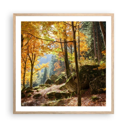 Plakat i ramme af lyst egetræ - Tid til at slappe af - 60x60 cm