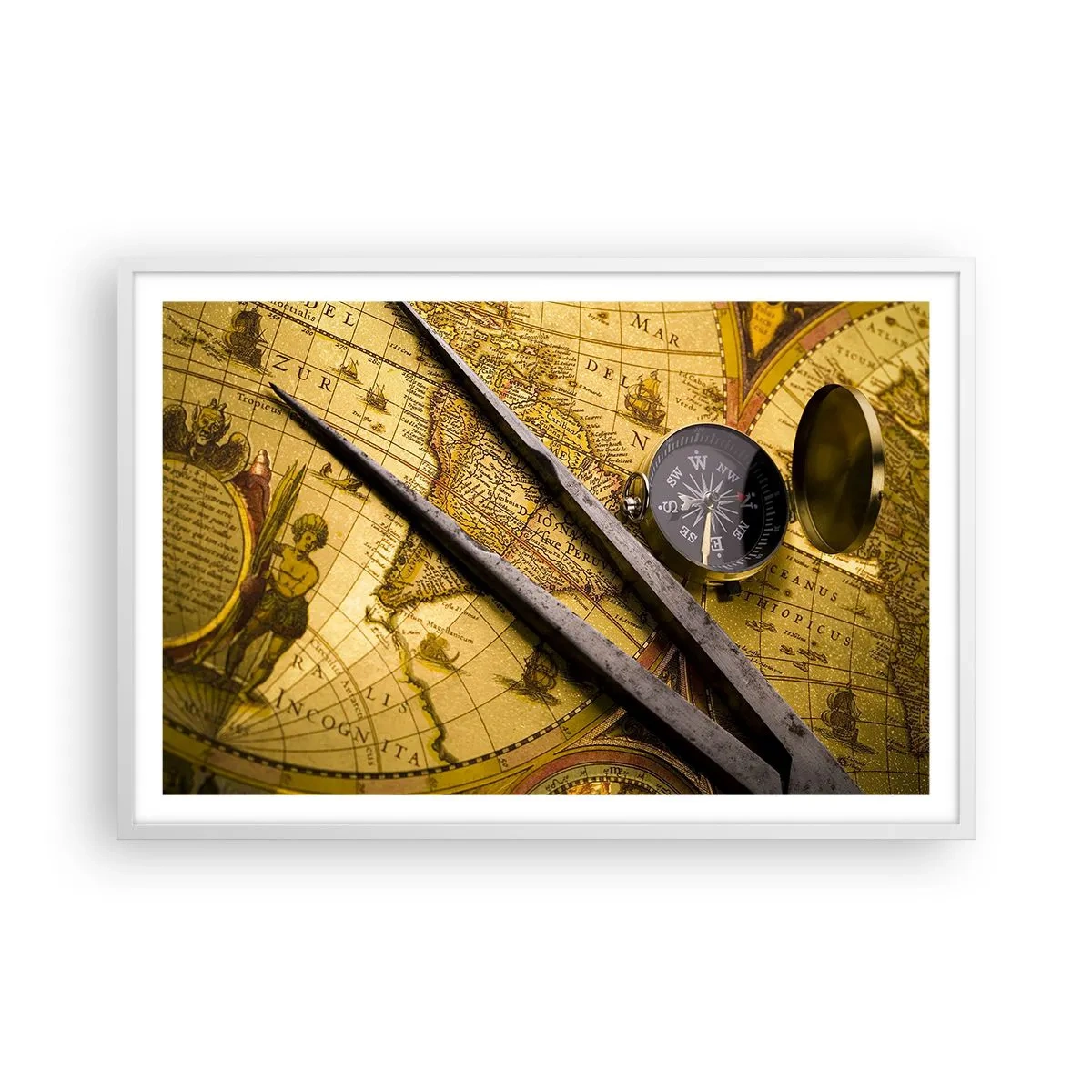 Plakat i hvid ramme - Hvor er skattene? - 91x61 cm