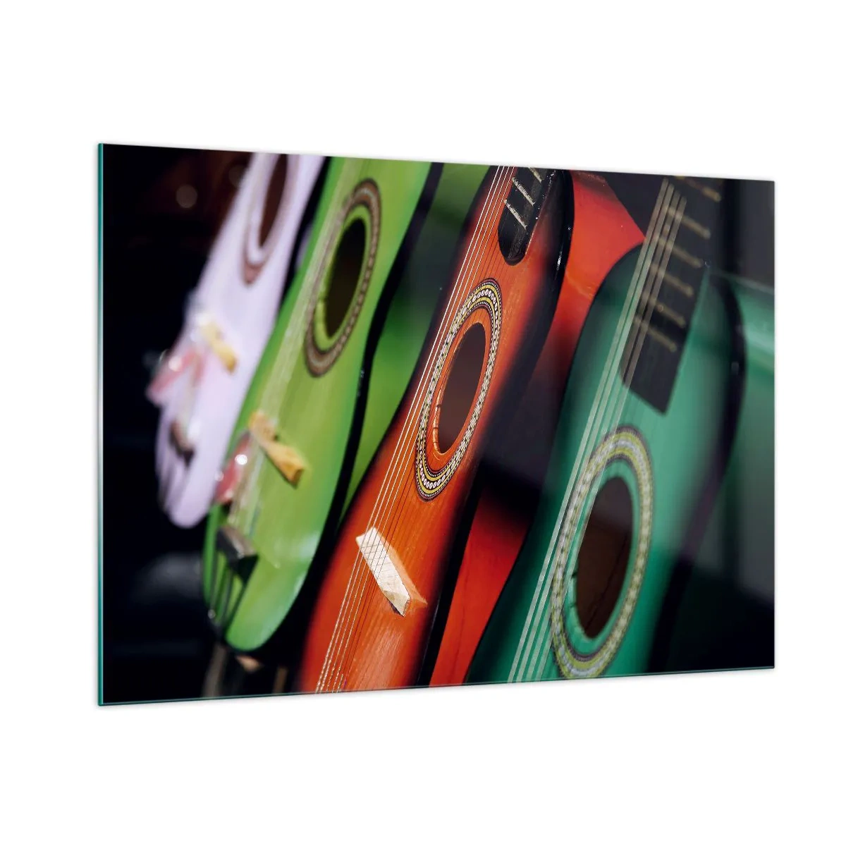 Billede på glas - Guitaren har mange farver - 100x70 cm