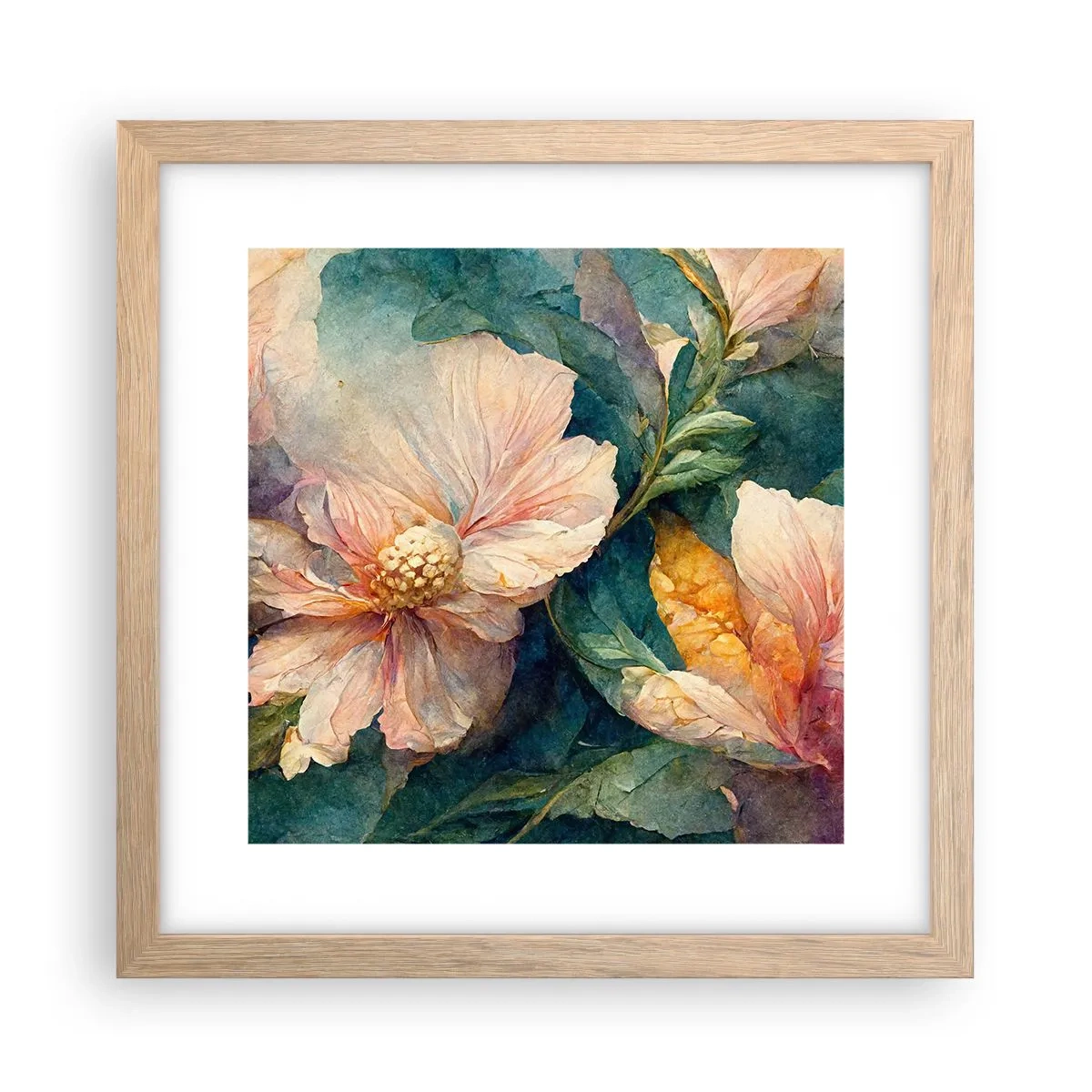 Plakat i ramme af lyst egetræ - Subtiliteten selv - 30x30 cm