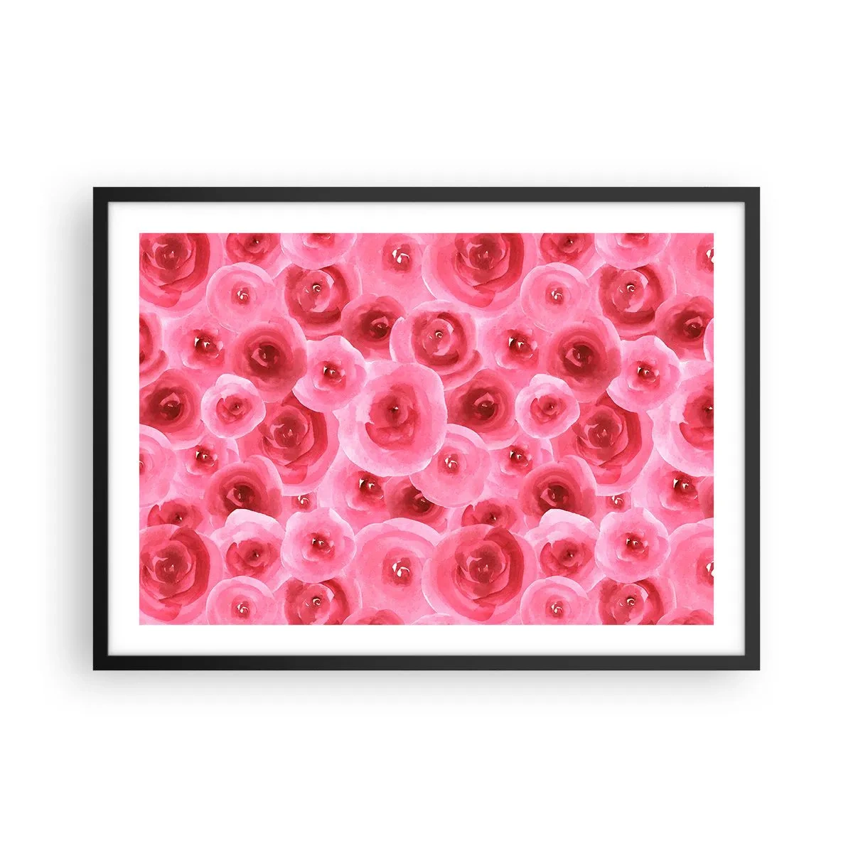 Plakat i sort ramme - Roser under og over - 70x50 cm
