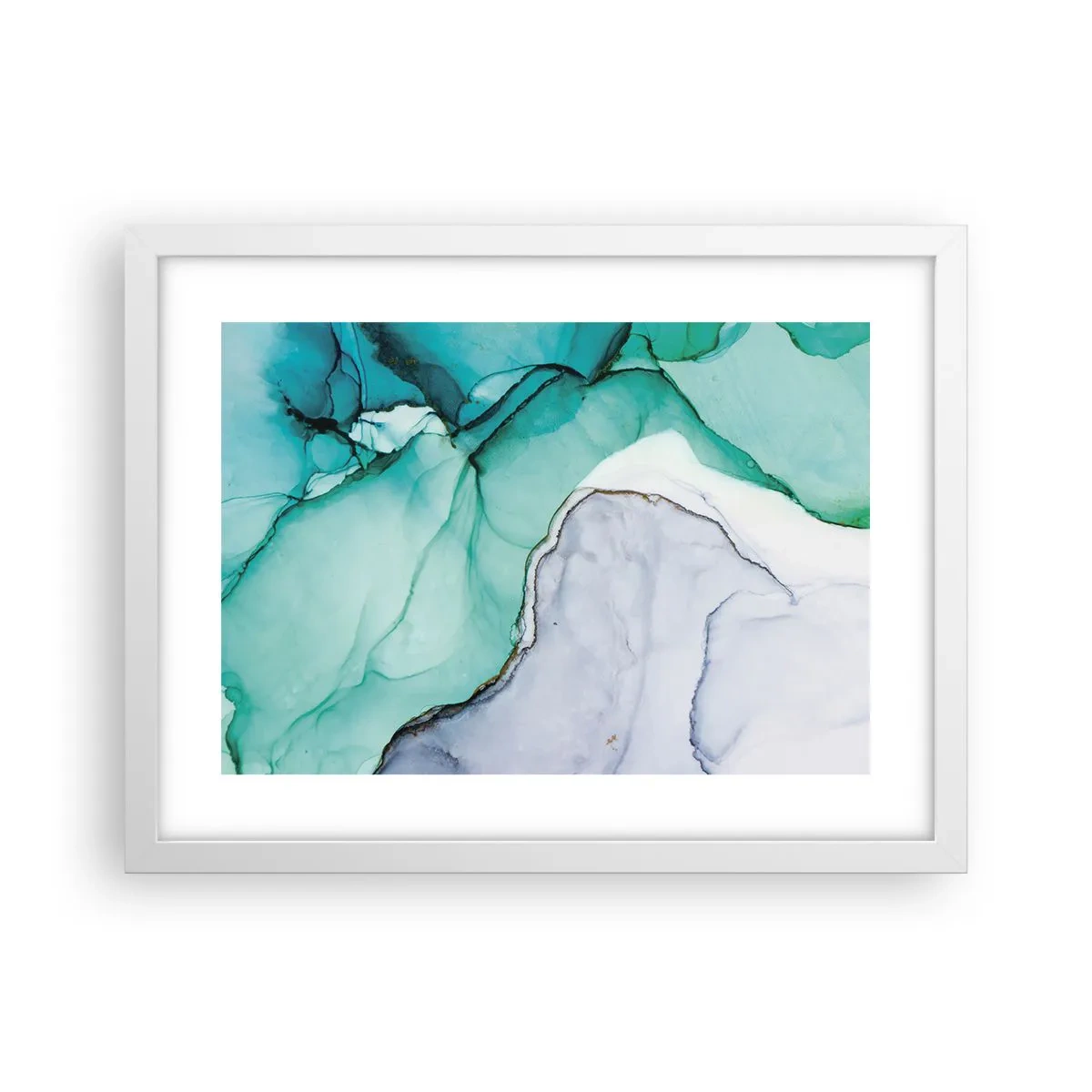 Plakat i hvid ramme - Undersøgelse i turkis - 40x30 cm