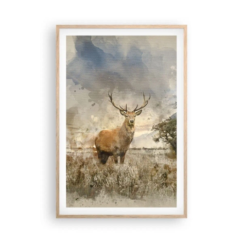 Plakat i ramme af lyst egetræ - Værdighed - styrke - værdighed - 61x91 cm