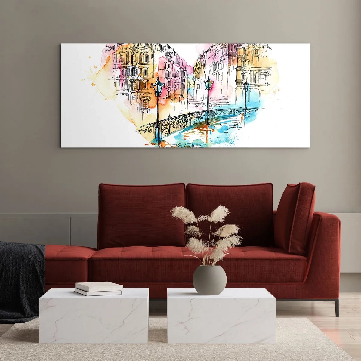 Billede på glas - Byens hjerte - 140x50 cm