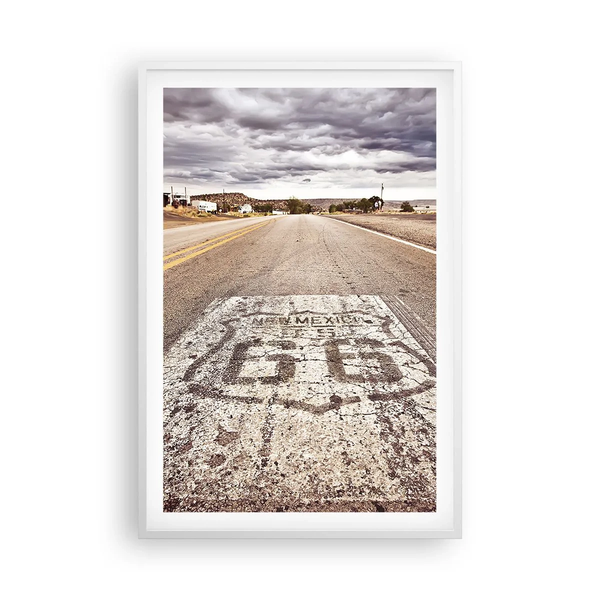 Plakat i hvid ramme - Mother Road - amerikansk legende - 61x91 cm