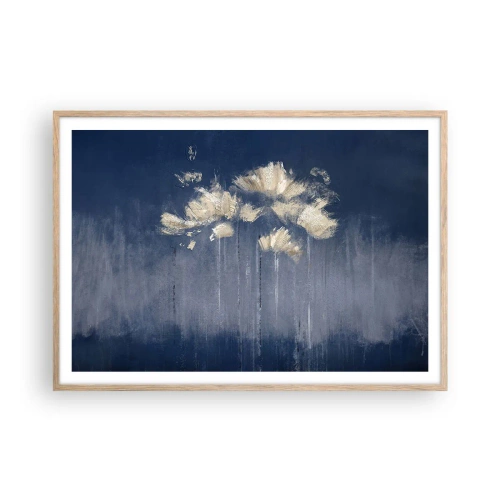 Plakat i ramme af lyst egetræ - Som kronblade i vinden - 100x70 cm