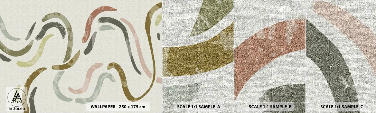 Prøve Fototapet Premium Canvas - Abstraktionens glade dans - Pastel, Minimalistisk, Lyse - 100x30 cm