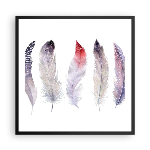 Plakat i sort ramme - Delikat som en flerfarvet tåge - 60x60 cm