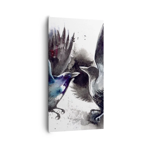 Lærredstryk - Billede på lærred - En ravn til en ravn... - 65x120 cm