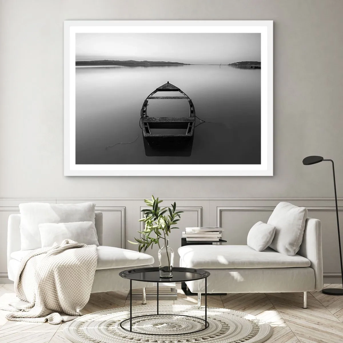 Plakat i hvid ramme - Længsel og melankoli - 100x70 cm