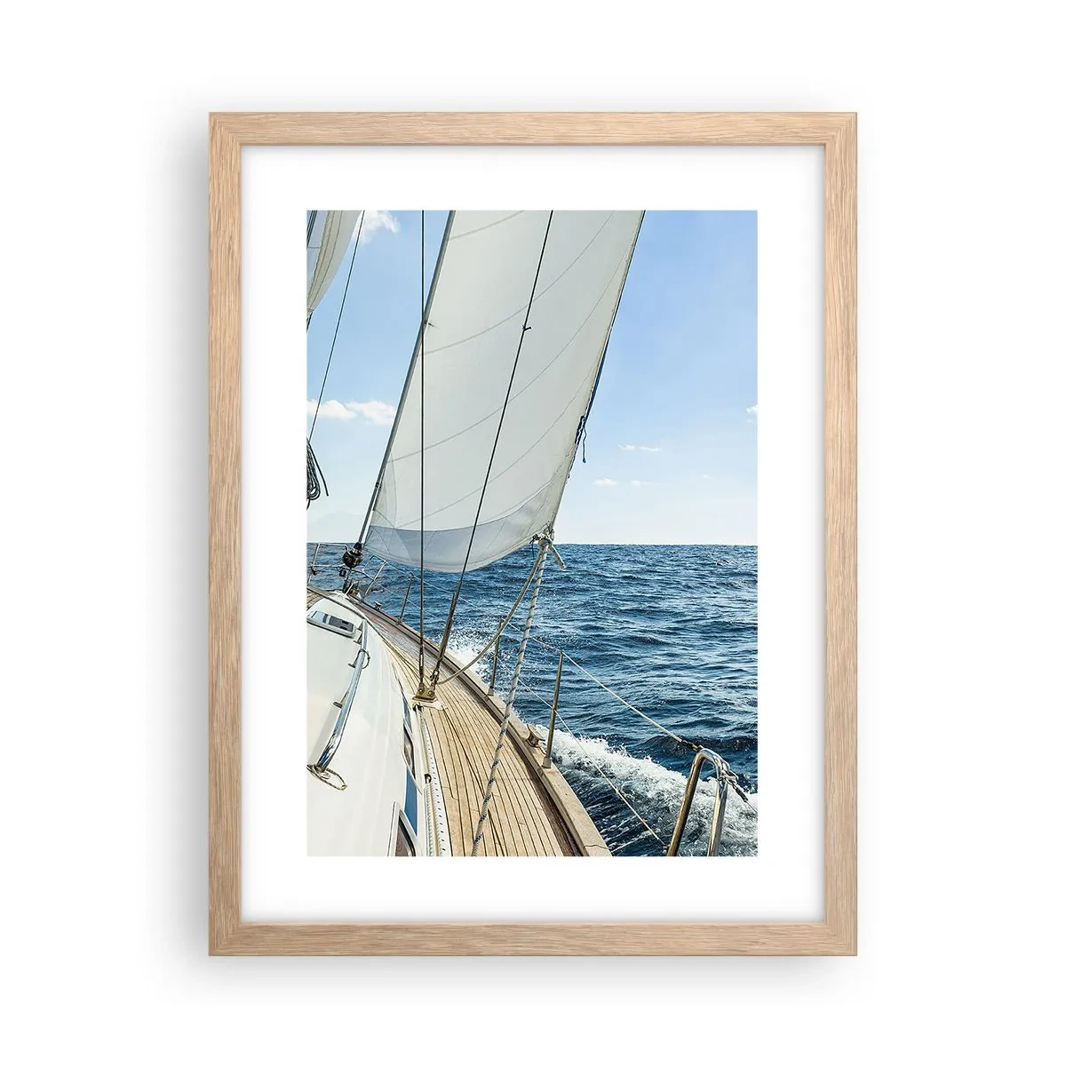 Plakat i ramme af lyst egetræ - Ahoj , eventyr - 30x40 cm