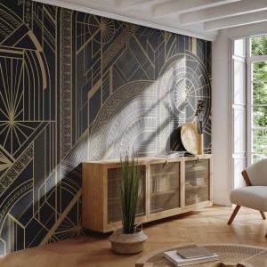 Fototapet Standard Eco - Art deco geometriske mønstre i gyldne linjer - 100x70cm - Koncepter, idéer, planer - Moderne vægdekoration til stue og soveværelse ARTTOR